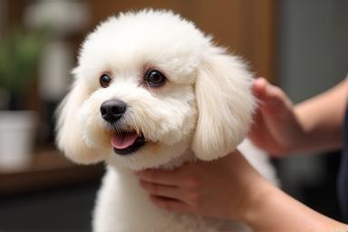 Toilettage complet sur un bichon frisé